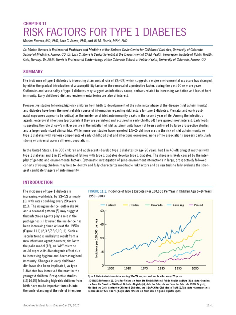 Risk Factors For Type 1 Diabetes: Incidence of Type 1 Diabetes Per ...