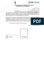 Declaración Jurada de Autenticidad de Datos Consignados y Documentos Reemplaza A La Fedatación de Documentos