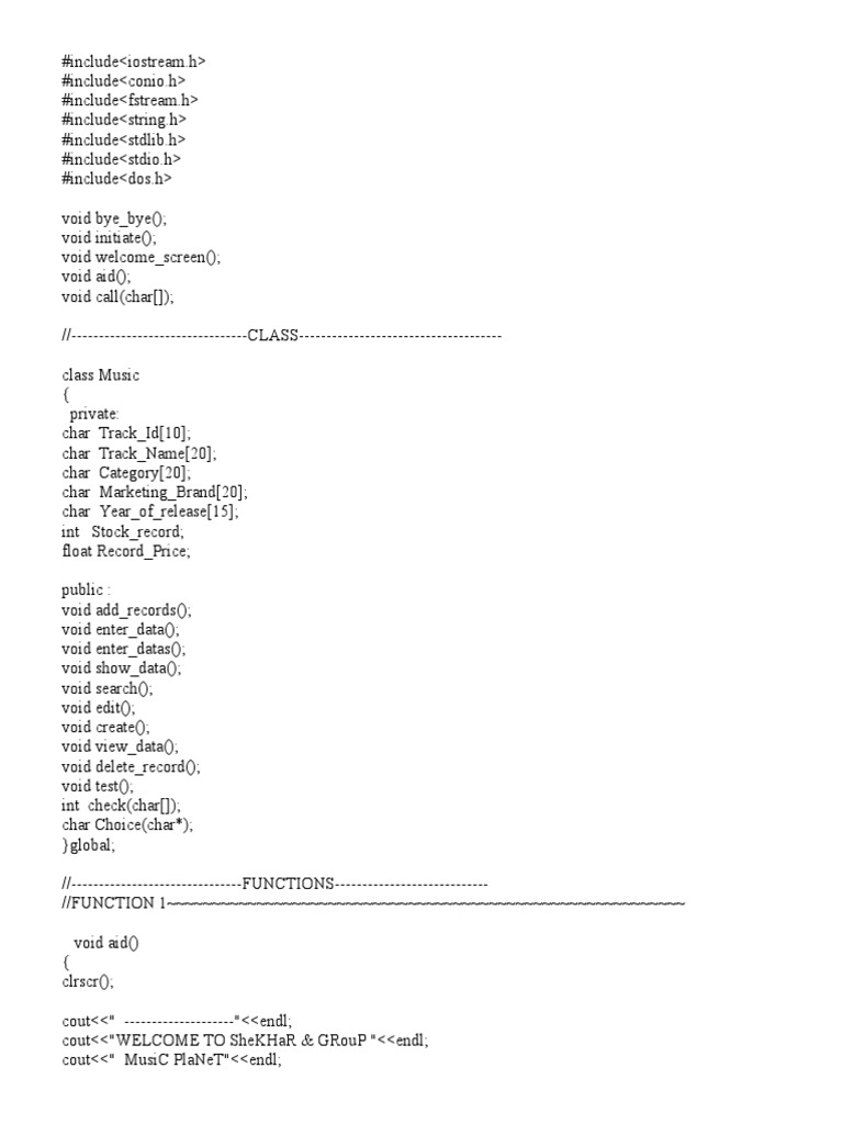 C++ Project On Music Shop | PDF | Microsoft Windows | Areas Of Computer ...