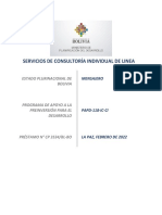 Servicios de Consultoría Individual de Linea: Estado Plurinacional de Bolivia