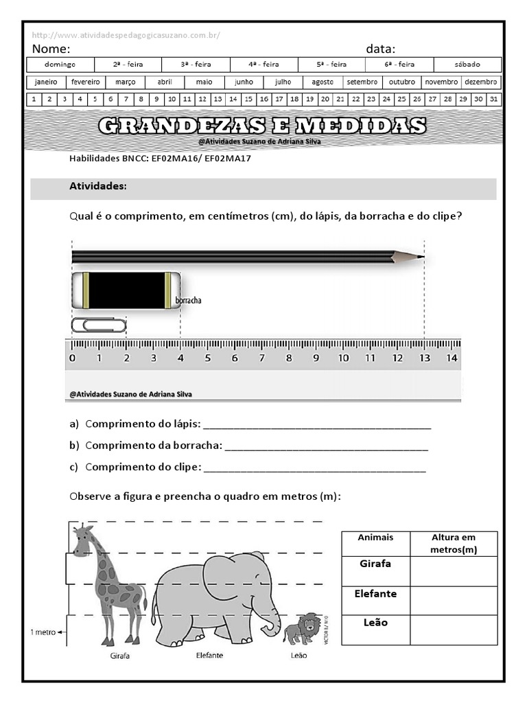 Atividades de Grandezas e Medidas | PDF