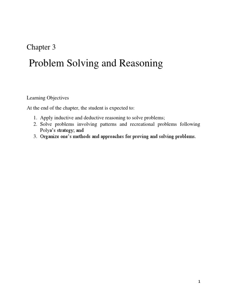 Problem Solving and Reasoning Skills | PDF | Reason | Inductive Reasoning