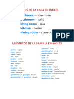 Lista de Vocabulario (Casa - Famila - Rutina)