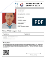 Kartu Peserta SNMPTN 2022: 4220125029 Kevin Gabriel Sitorus 0041994996 Sman 17 Medan Kota Medan Prov. Sumatera Utara