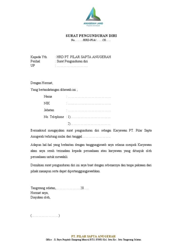Form Pengunduran Diri | PDF