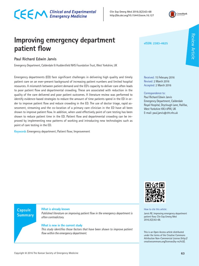Improving Emergency Department Patient Flow Pdf Emergency