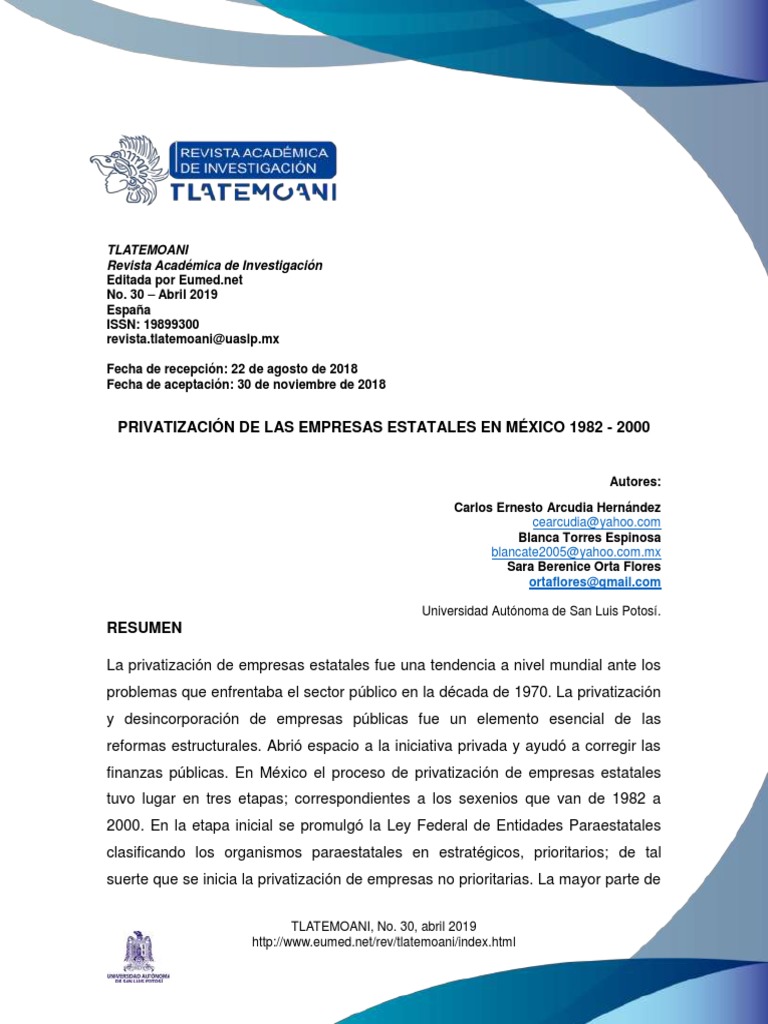 Privatización de Empresas en México 1982-2000 | PDF | México | Economias