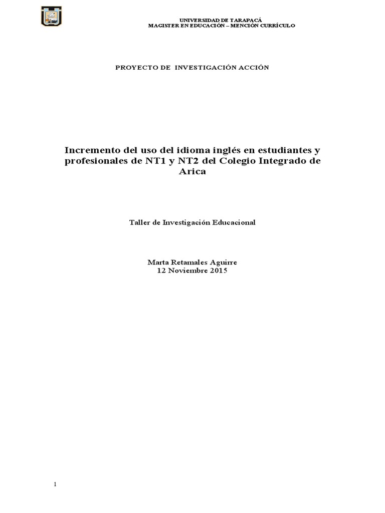 Proyecto de Incremento Del Idioma Ingles | PDF | Plan de estudios ...