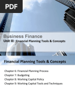 Business Finance: Unit III: Financial Planning Tools & Concepts