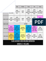 HE 12 STUDENT'S SCHEDULE