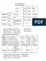 New Time Table Middle Wing