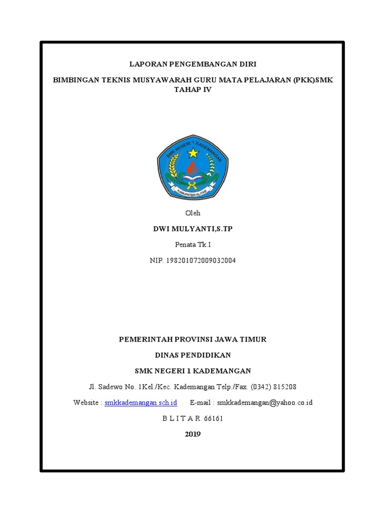 Laporan Pengembangan Diri Guru PKK SMK | PDF | Karier & Perkembangan ...