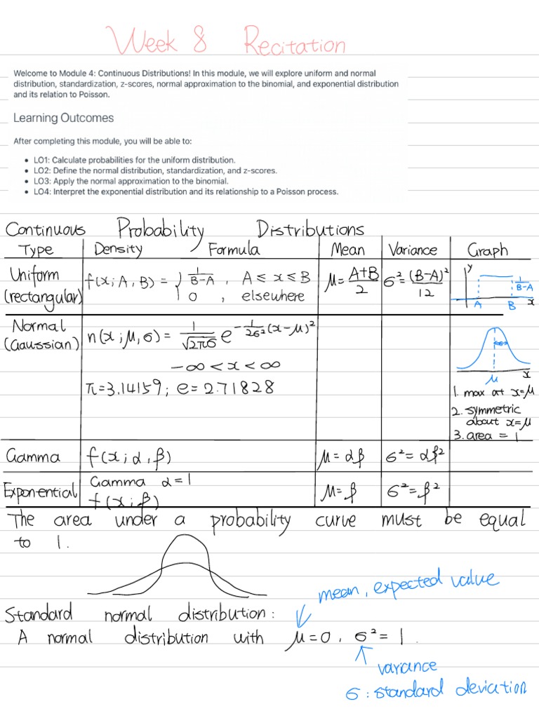 Week 8 Continuous Probability Distributions & Quiz 4 | PDF ...