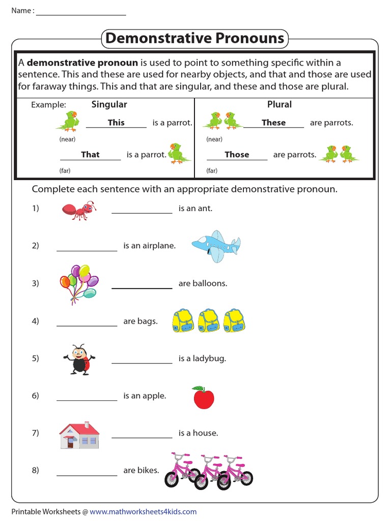 Demonstrative Pronouns: Singular Plural | PDF | Grammatical Number | Plural