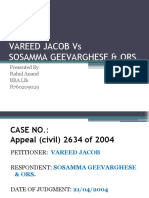 Vareed Jacob Vs Sosamma Geevarghese & Ors.: Presented By: Rahul Anand BBA - LLB R760209029