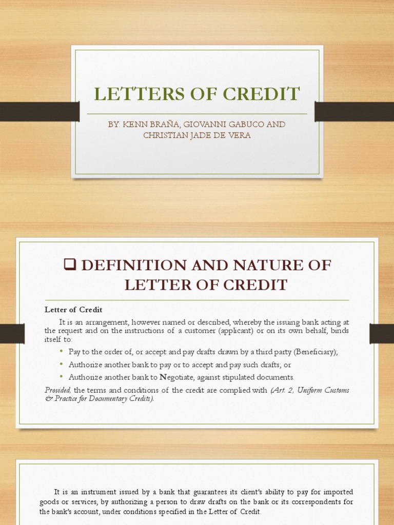 Report On Letters of Credit | PDF | Letter Of Credit | Guarantee
