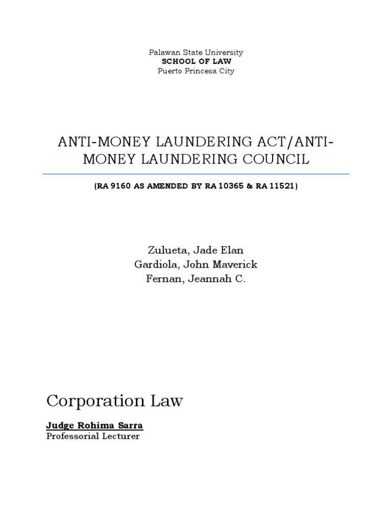 Overview of the Anti-Money Laundering Act | PDF | Money Laundering ...