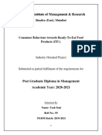 CIMR Student Project on Consumer Behaviour towards RTE Food by ITC