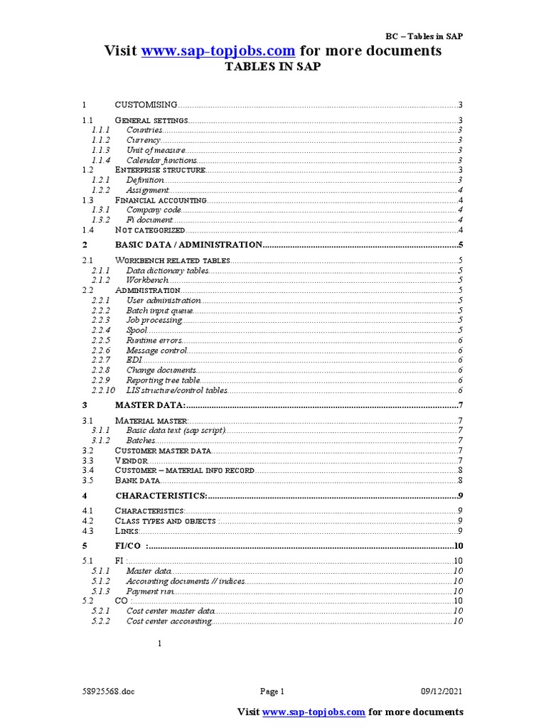 SAP Tables Overview and Customization Guide | PDF | Computers