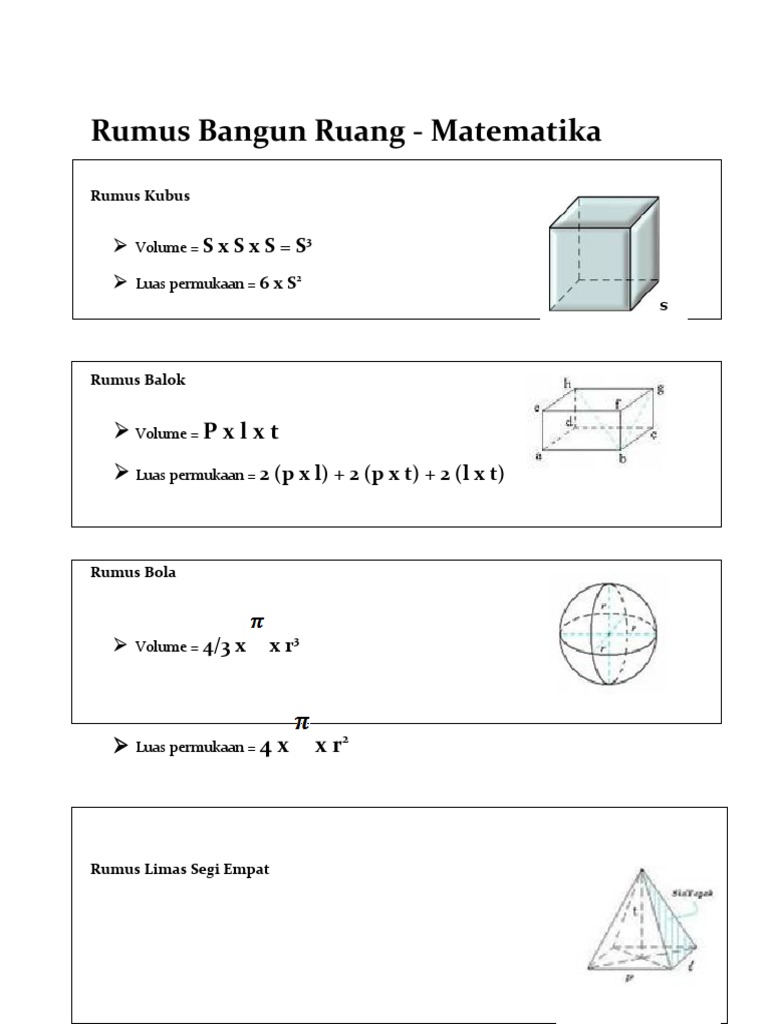 Rumus Lengkap Bangun Ruang Matematika | PDF