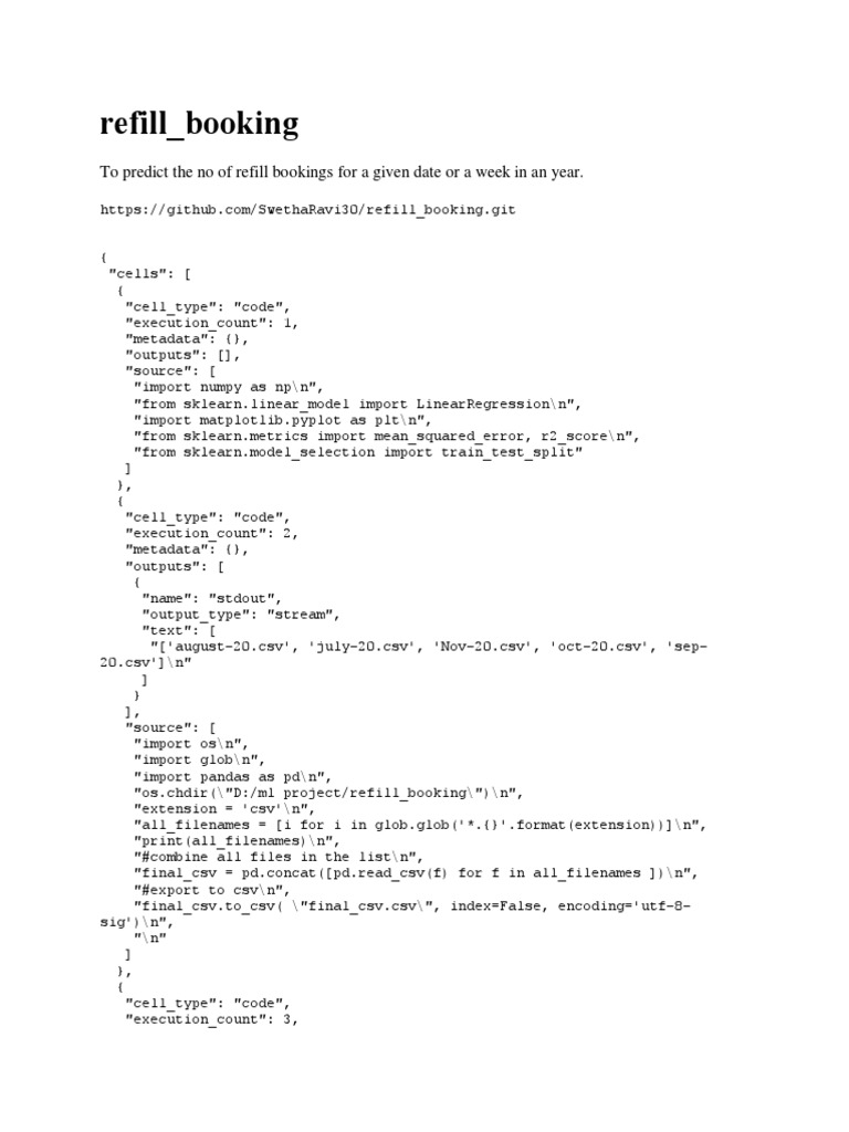 Refill Booking To Predict The No of Refill Bookings For A Given Date