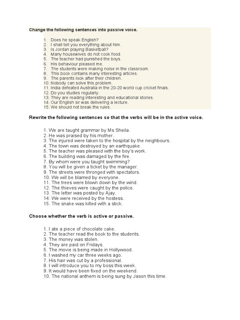Rewrite The Following Sentences So That The Verbs Will Be in The 
