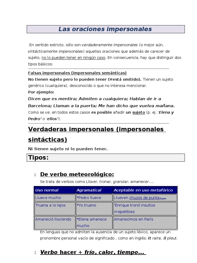 Verbos Impersonales Ejemplos En Ingles - Servicio De Citas En Castilla