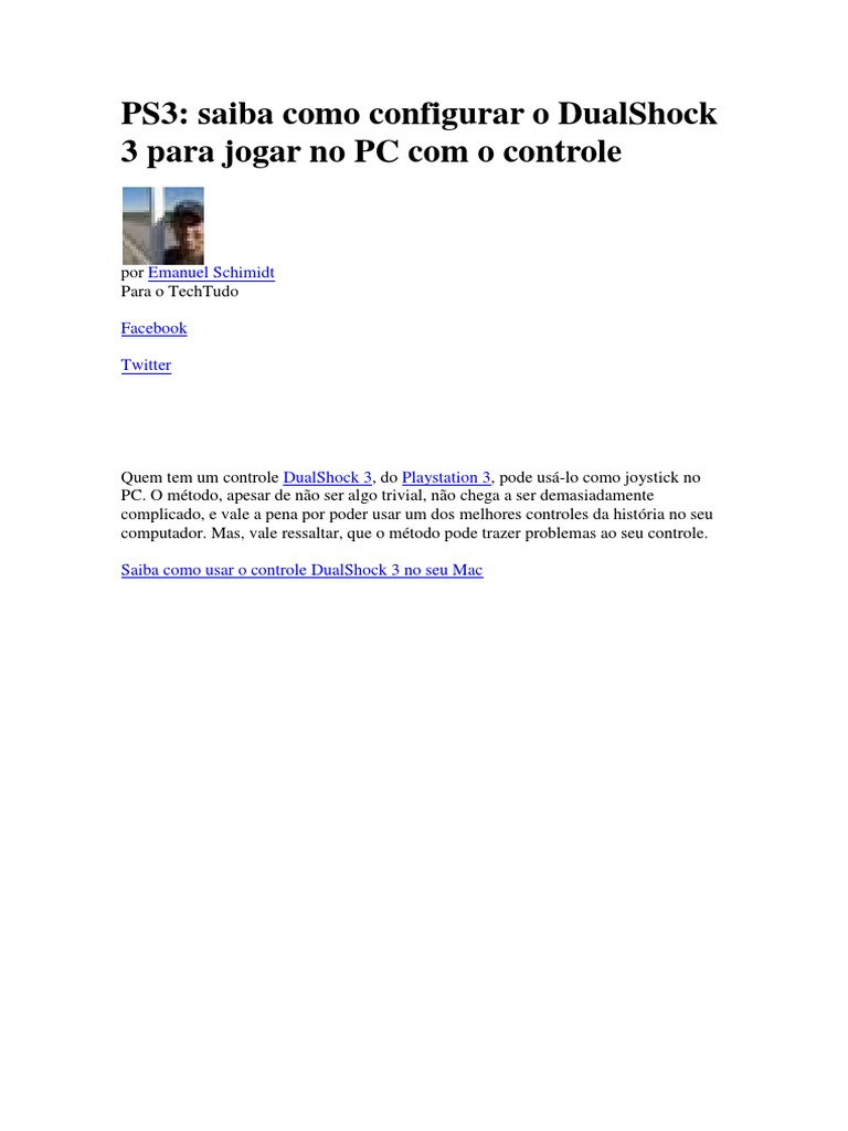 Configurar Joy ps3 No PC PDF Playstation 3 Microsoft Windows