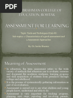 Assessment For Learning-Tools and Techniques