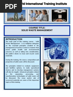 Course Outline Solid Waste Management Course 1 Municipal Solid Waste Waste Management