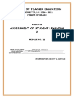 ASSESSMENT OF STUDENT LEARNING 2 - Module 3