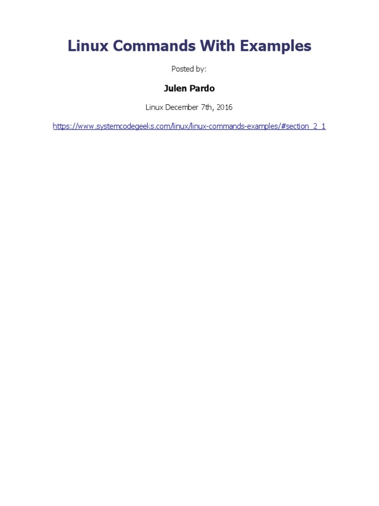 Linux Commands With Examples - 2016 Pardo, Julen | PDF | Sudo ...