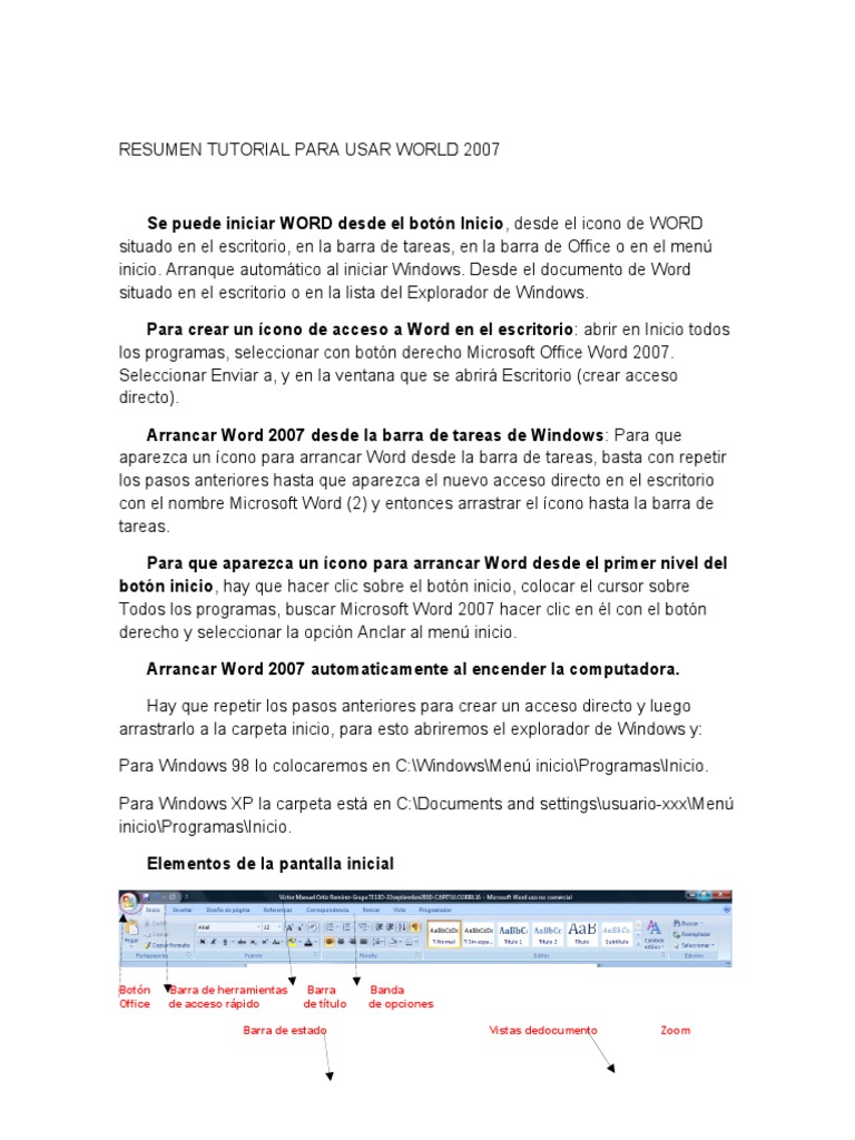 Resumen de Tutorial Para Uso de Word 2007