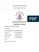 University of Central Punjab: Organizational Behavior Personality Analysis