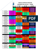 Horário Espaço Educar (Tarde) - 2022