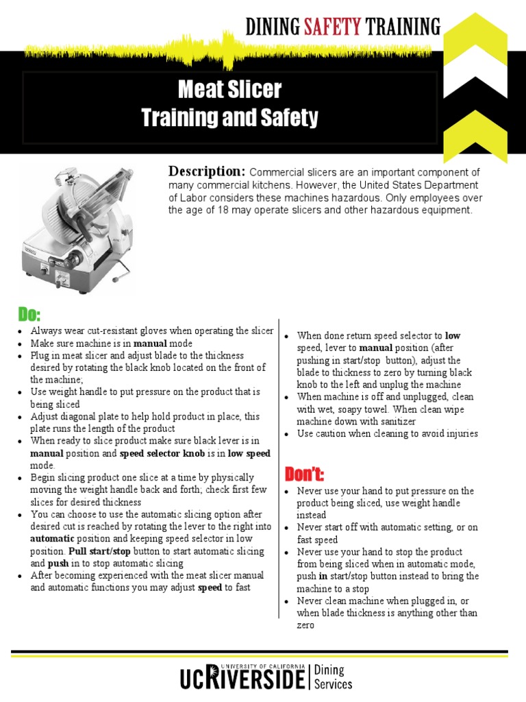 Meat Slicer Safety PDF Mechanical Engineering Equipment