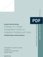 Comparative Study on Litigation and Funding Costs