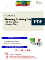 Planning Training Session: - OB Curriculum - Session Plan