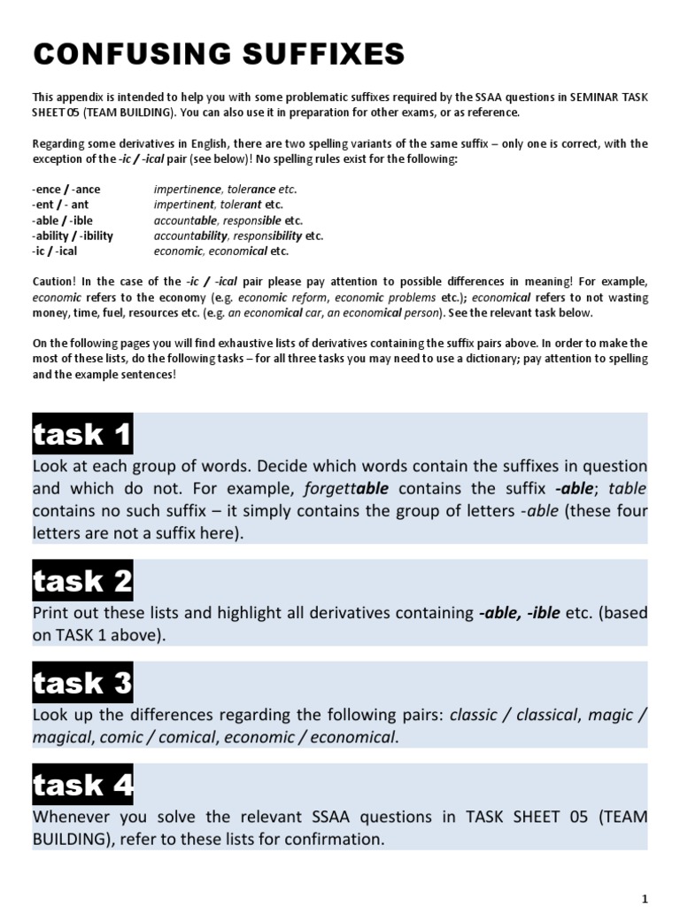 Understanding Confusing Suffixes | PDF | Verb | Onomastics
