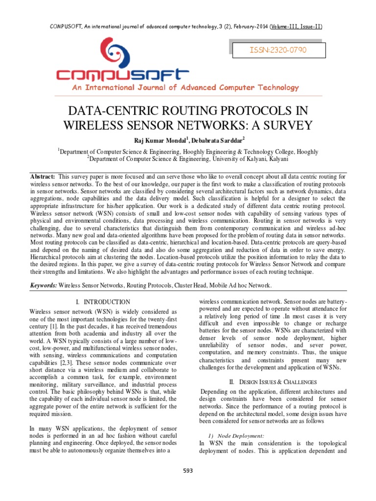 Data-Centric Routing in Wireless Sensor Networks | PDF | Wireless ...