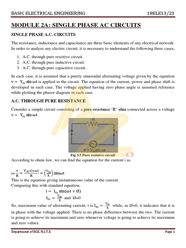 Module 2: Single Phase AC Circuits | PDF | Electrical Impedance ...