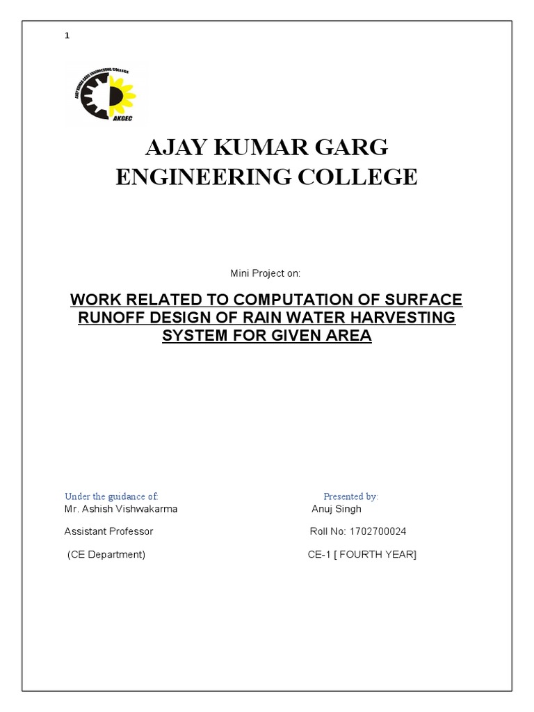 Rainwater Harvesting System Design | PDF | Surface Runoff | Water