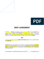 Rent Agreement: - (Name of The Tenant), Called To As The Lessee/Tenant, Party