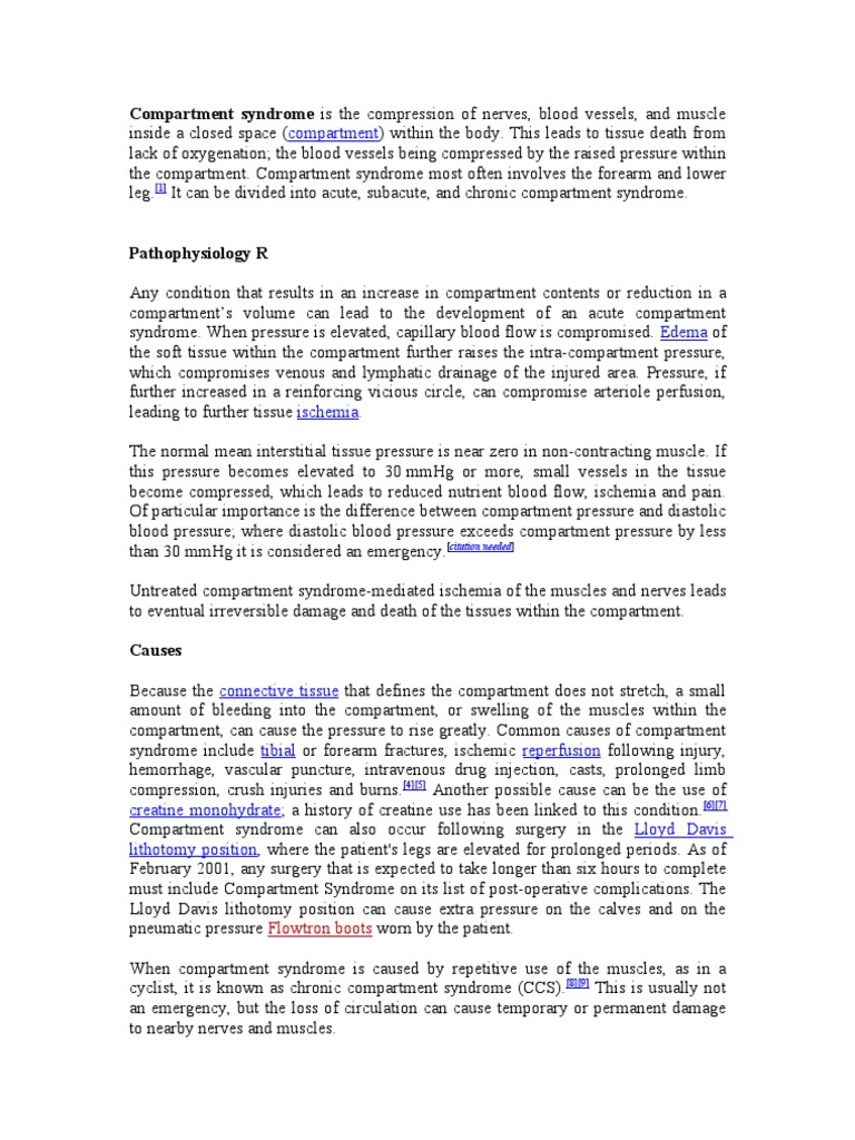 Compartment Syndrome Is The Compression of Nerves PDF Ischemia