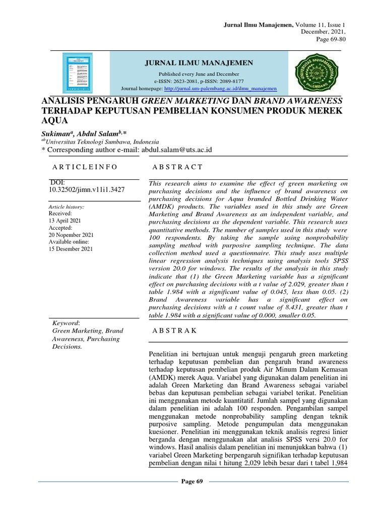 Jurnal Brand Awareness | PDF | Business | Scientific Method