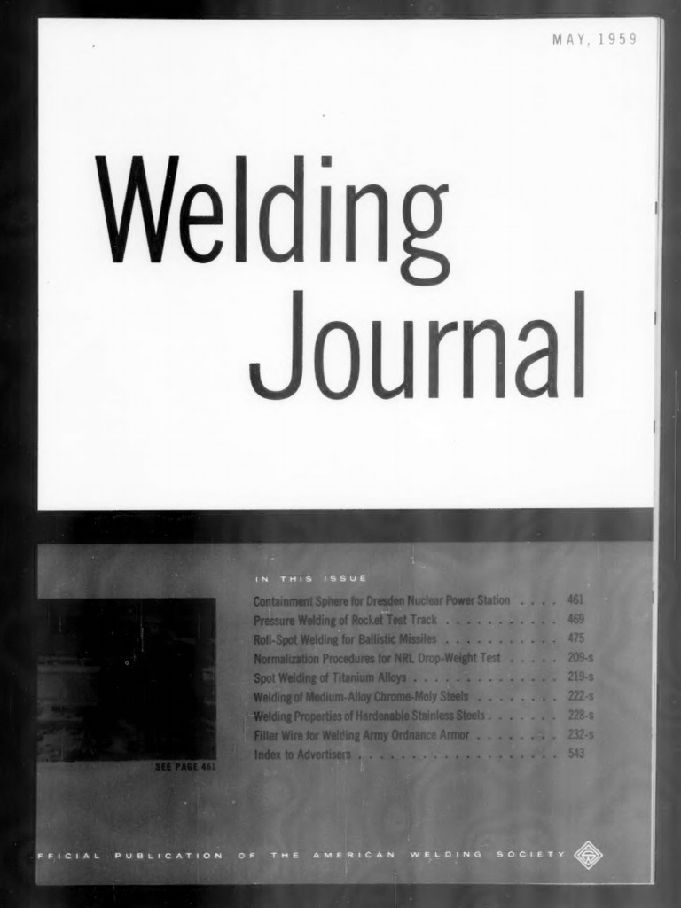 Welding Journal 1959 5 | PDF | Welding | Construction