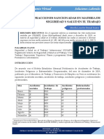 Infracciones Sancionadas en Materia de Seguridad y Salud en El Trabajo