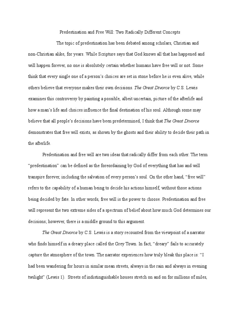 Predestination Vs Free Will Pdf Predestination Free Will