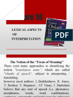 Lexical Aspects OF Interpretation
