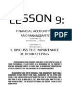 Financial Accounting and Management: 1. Discuss The Importance of Bookkeeping